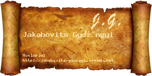 Jakabovits Gyöngyi névjegykártya